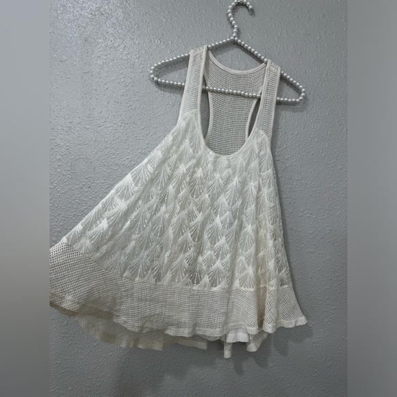 Anthropologie Heartloom Tunic Tank Women’s Medium Racerback Mesh Lace Ivory NEW - Picture 4 of 8